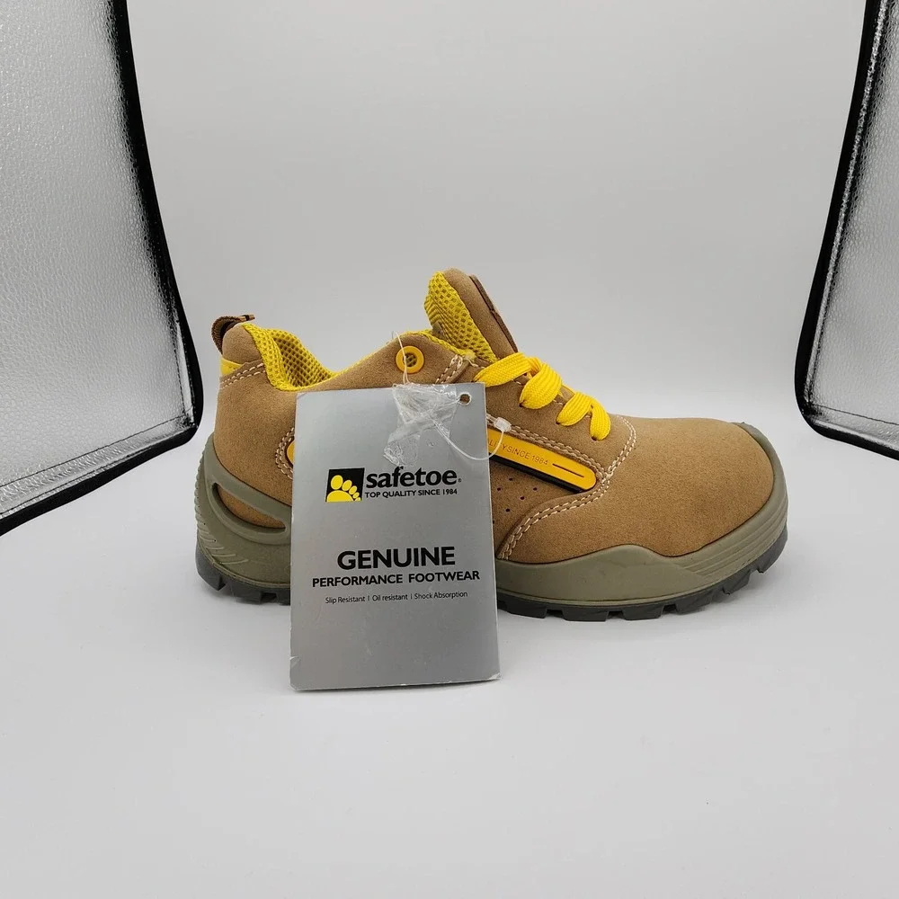 Safetoe Mens Safety Shoes Mens 6 / Womens 8 Steel Toe Work Cow Leather Suede NEW